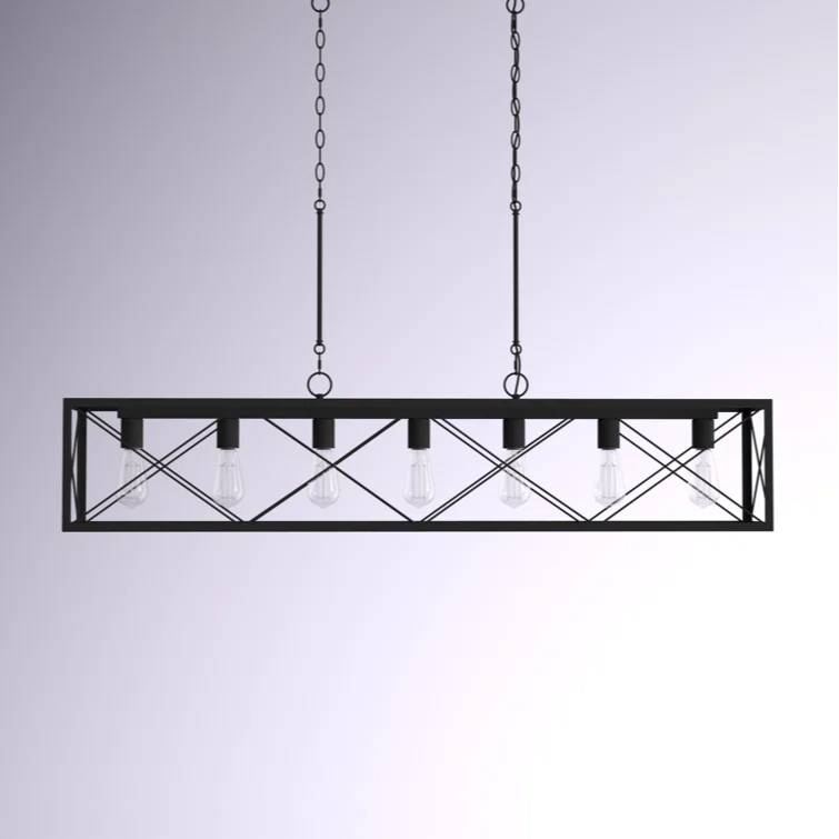 Linear Rectangular Pendent Light Dining Room | Industrial Large Square ...